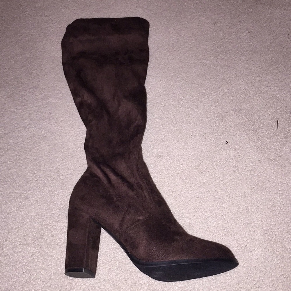 Sexy chocolate knee length woman boots